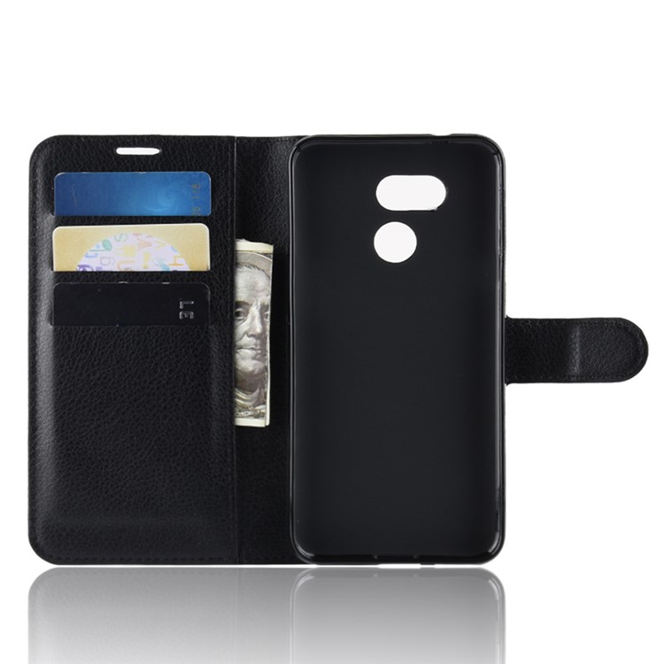 Litchi Skin Wallet Leather Stand Case for HTC Desire 12s - Black-5