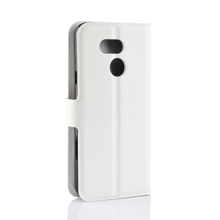 Litchi Skin Wallet Leather Stand Cover for HTC Desire 12s - White-3