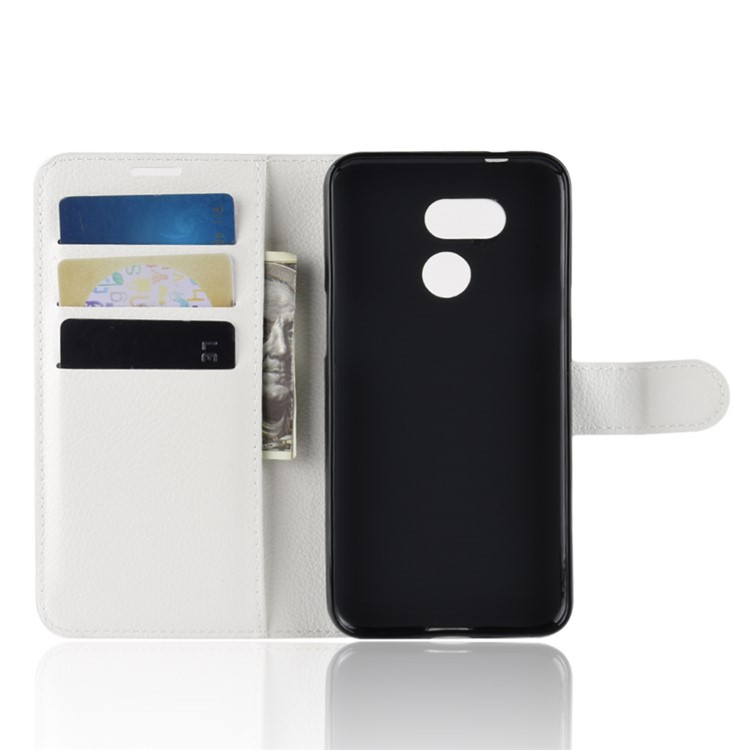 Litchi Skin Wallet Leather Stand Cover for HTC Desire 12s - White-4