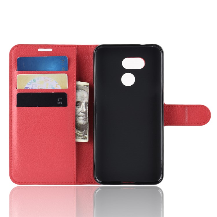 Litchi Skin Wallet Leather Magnetic Case for HTC Desire 12s - Red-4