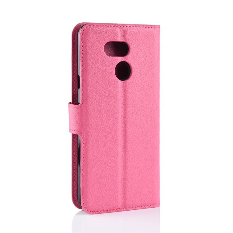Litchi Skin Magnetic Leather Stand Case for HTC Desire 12s - Rose-3