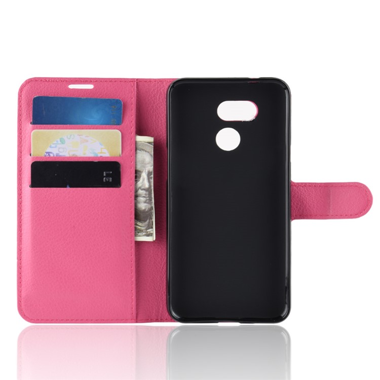 Litchi Skin Magnetic Leather Stand Case for HTC Desire 12s - Rose-4