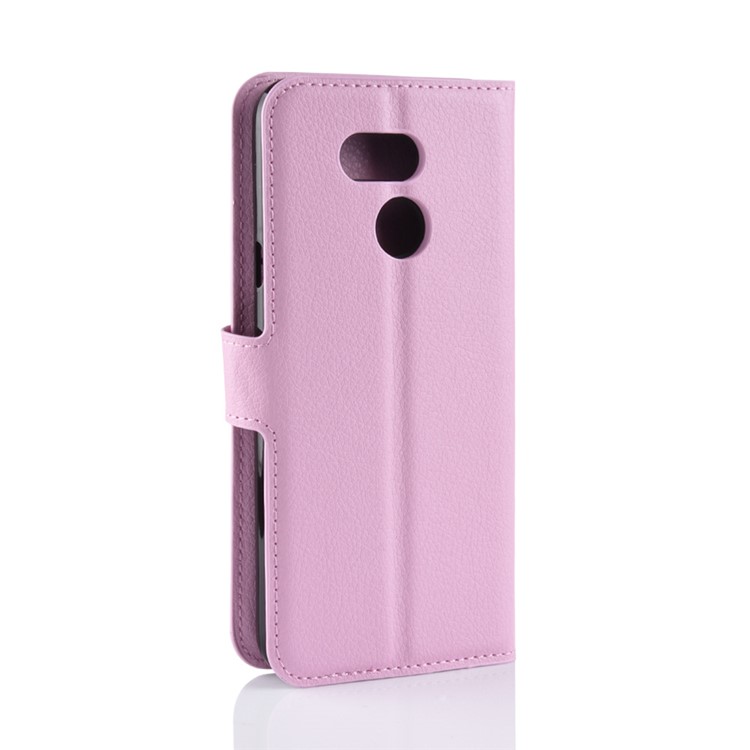 Litchi Skin Magnetic Leather Stand Cover for HTC Desire 12s - Pink-3