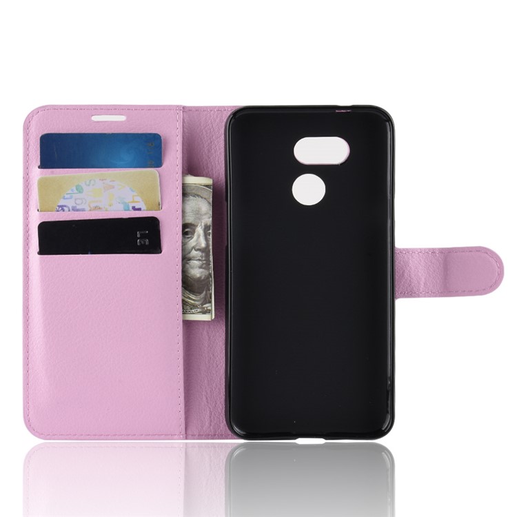Litchi Skin Magnetic Leather Stand Cover for HTC Desire 12s - Pink-4