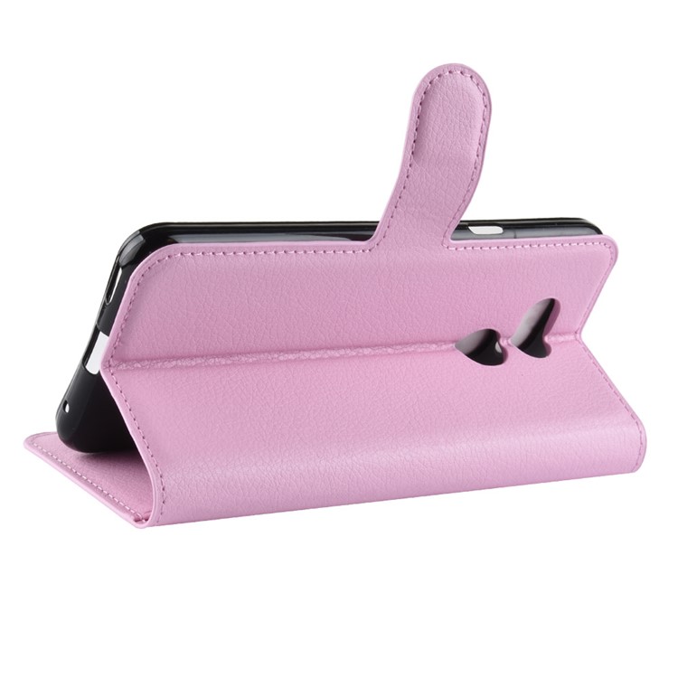 Litchi Skin Magnetic Leather Stand Cover for HTC Desire 12s - Pink-6