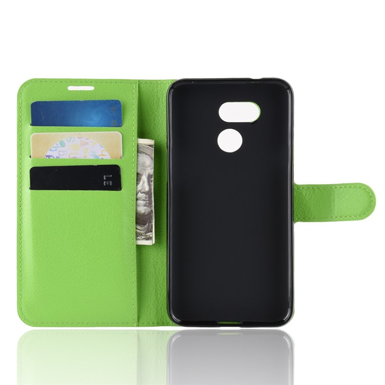 Litchi Skin Leather Wallet Stand Case for HTC Desire 12s - Green-4