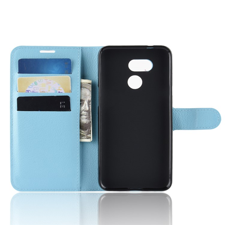 Litchi Skin Cell Phone Leather Wallet Case for HTC Desire 12s - Baby Blue-4