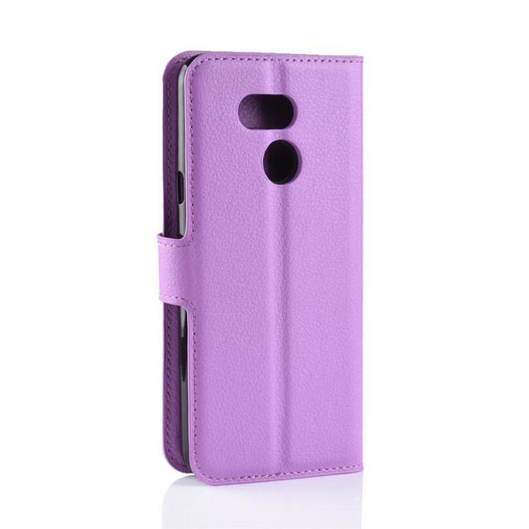 Litchi Skin Leather Stand Case with Card Slots for HTC Desire 12s - Purple-3