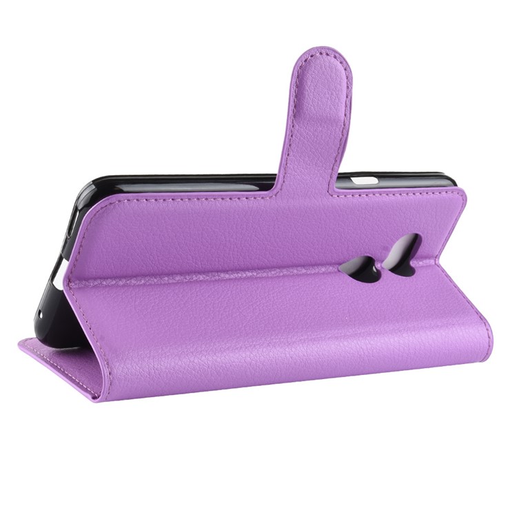 Litchi Skin Leather Stand Case with Card Slots for HTC Desire 12s - Purple-6