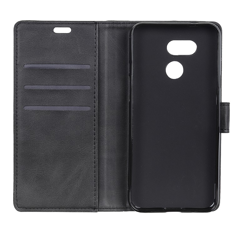 Matte PU Leather Wallet Protective Phone Case for HTC Desire 12s - Black-4