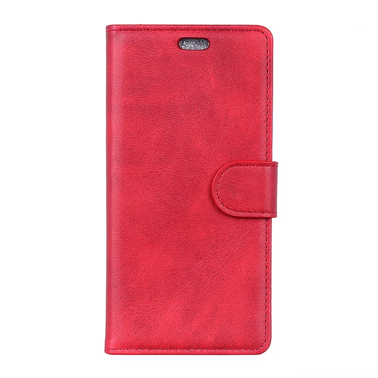 Matte PU Leather Wallet Protective Phone Cover for HTC Desire 12s - Red-2