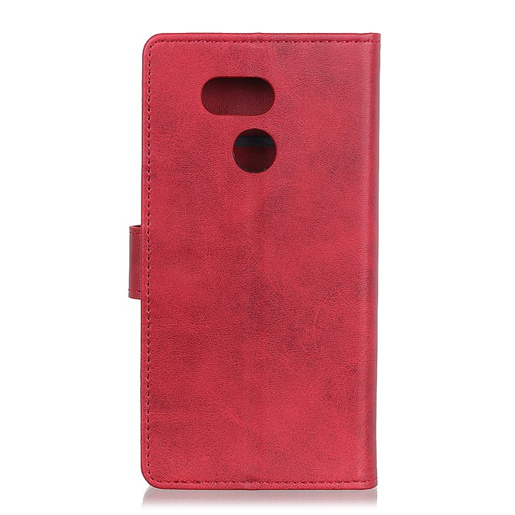 Matte PU Leather Wallet Protective Phone Cover for HTC Desire 12s - Red-3