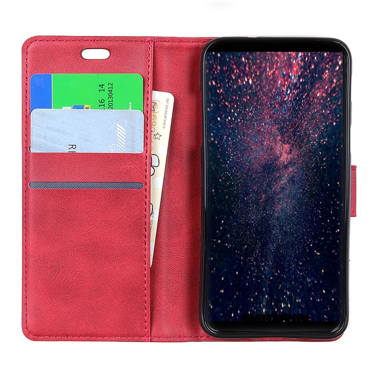 Matte PU Leather Wallet Protective Phone Cover for HTC Desire 12s - Red-4