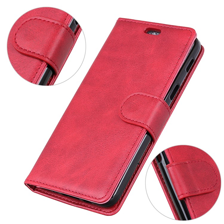 Matte PU Leather Wallet Protective Phone Cover for HTC Desire 12s - Red-6