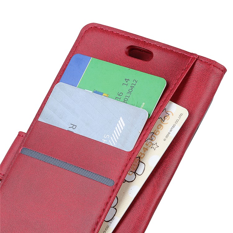 Matte PU Leather Wallet Protective Phone Cover for HTC Desire 12s - Red-7