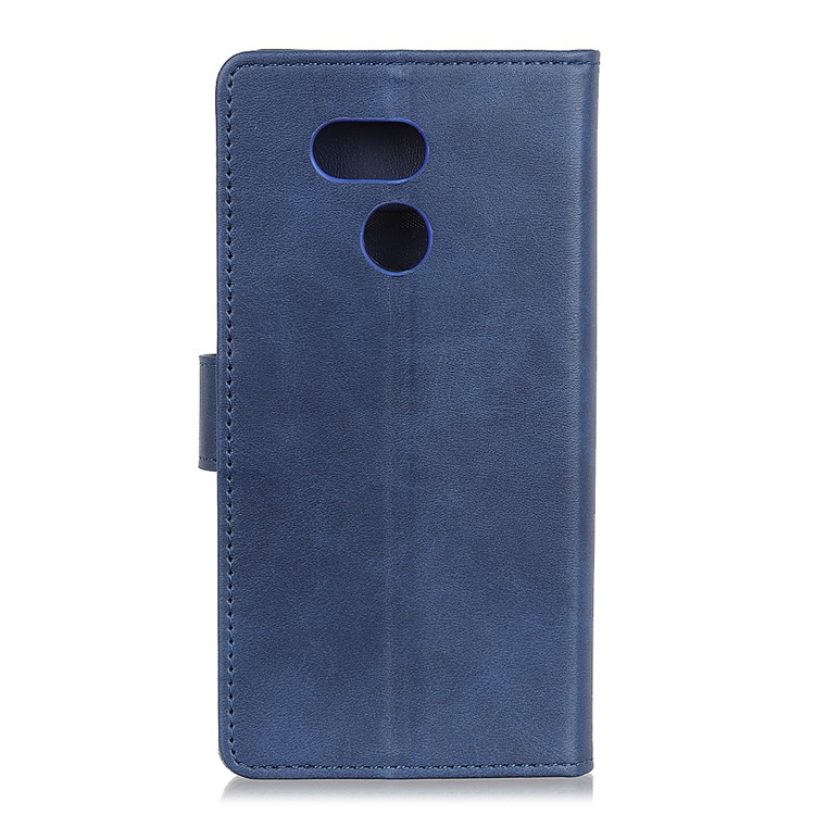 Matte PU Leather Wallet Mobile Phone Shell for HTC Desire 12s - Blue-3