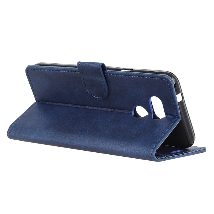 Matte PU Leather Wallet Mobile Phone Shell for HTC Desire 12s - Blue-8