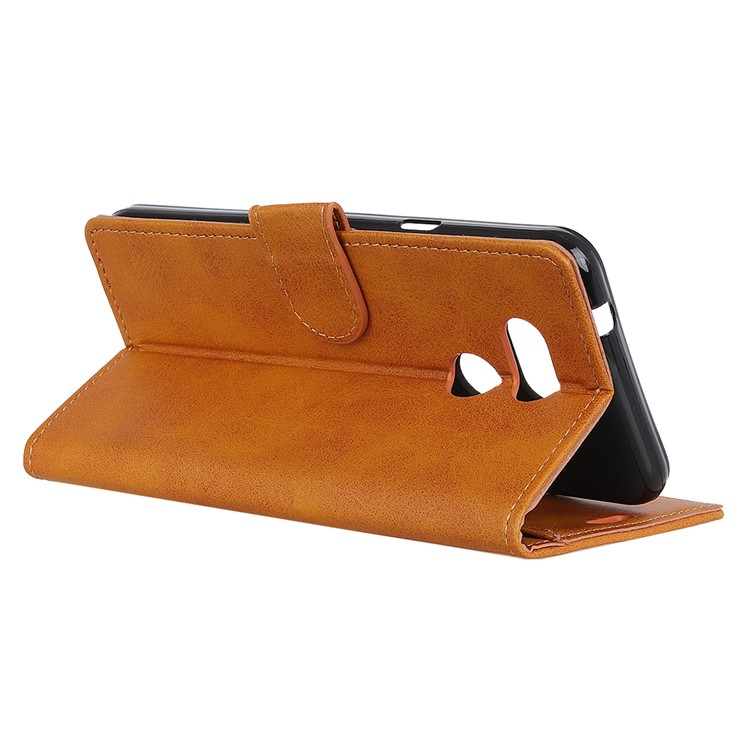 Matte PU Leather Wallet Stand Case Accessory for HTC Desire 12s - Brown-9