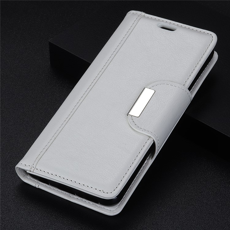 Glossy PU Leather Wallet Cover for HTC Desire 12s - White-10