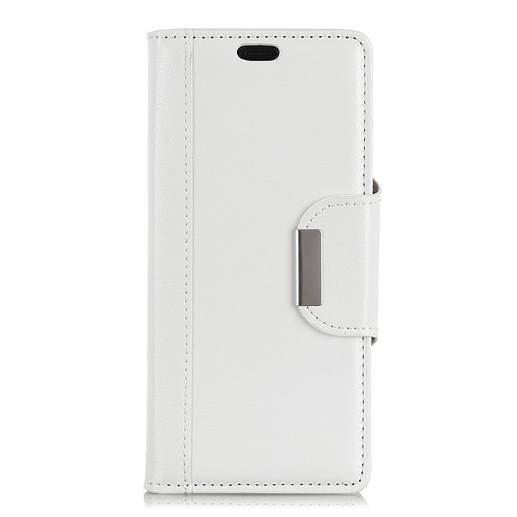 Glossy PU Leather Wallet Cover for HTC Desire 12s - White-2