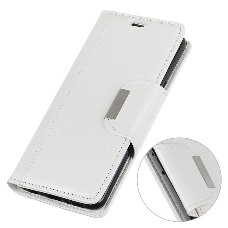 Glossy PU Leather Wallet Cover for HTC Desire 12s - White-6