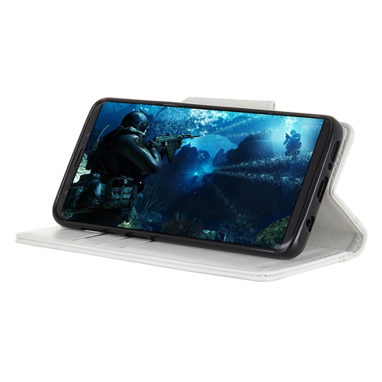 Glossy PU Leather Wallet Cover for HTC Desire 12s - White-9