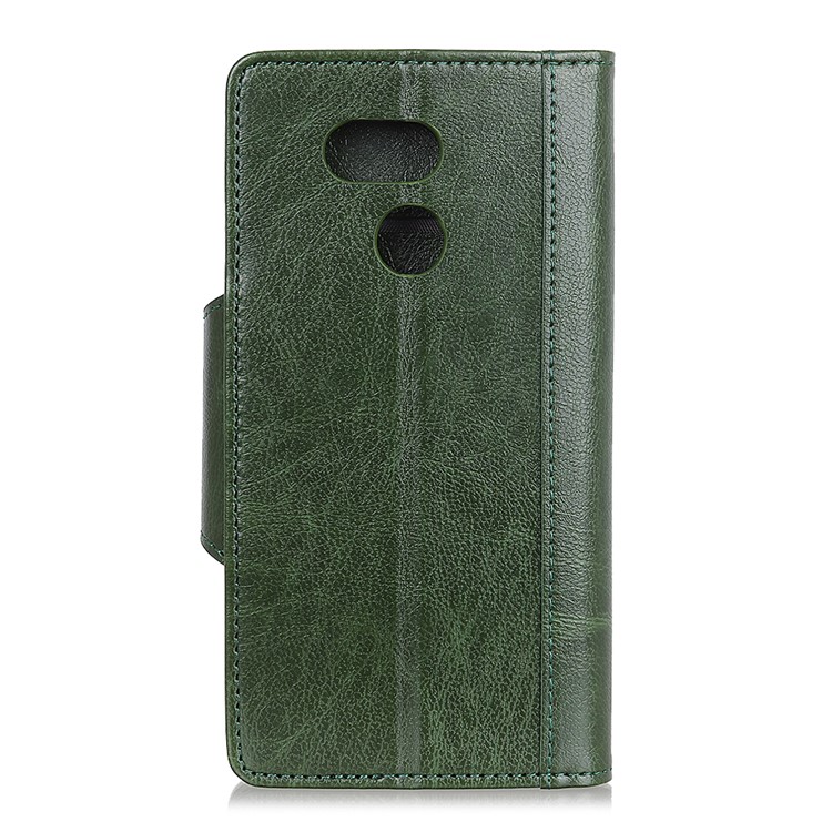 Glossy PU Leather Wallet Case Cover for HTC Desire 12s - Army Green-3