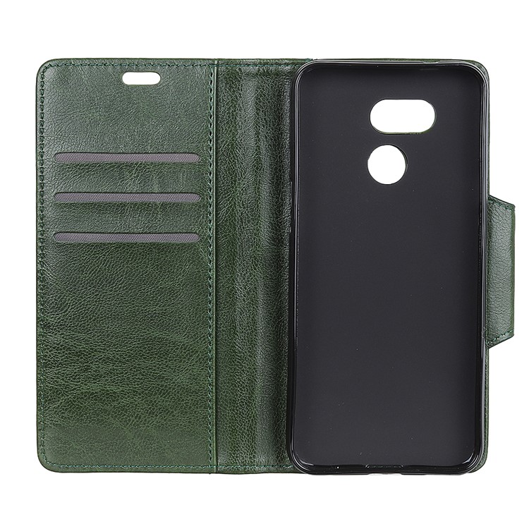 Glossy PU Leather Wallet Case Cover for HTC Desire 12s - Army Green-5