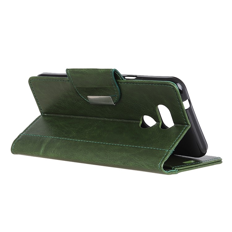 Glossy PU Leather Wallet Case Cover for HTC Desire 12s - Army Green-8