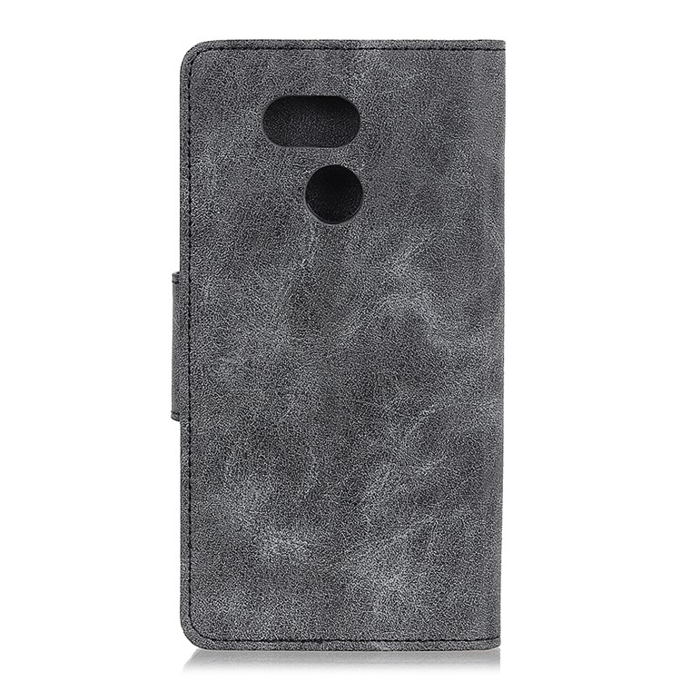 Vintage Style Leather Wallet Case for HTC Desire 12s - Grey-3