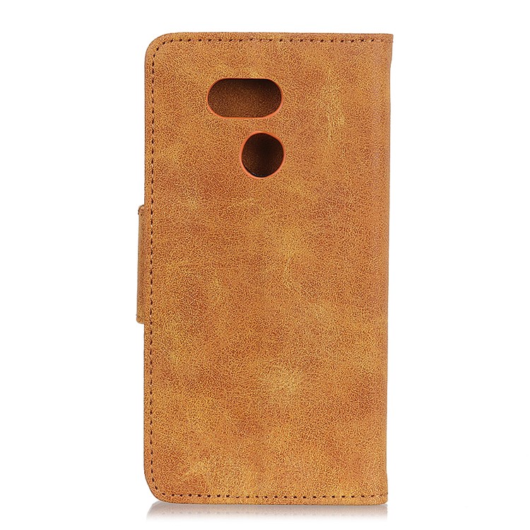 Vintage Style Leather Wallet Phone Case for HTC Desire 12s - Brown-3
