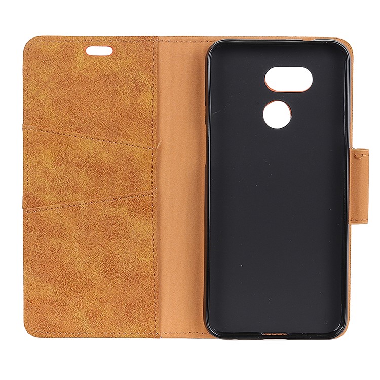 Vintage Style Leather Wallet Phone Case for HTC Desire 12s - Brown-4
