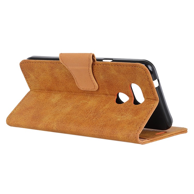 Vintage Style Leather Wallet Phone Case for HTC Desire 12s - Brown-8
