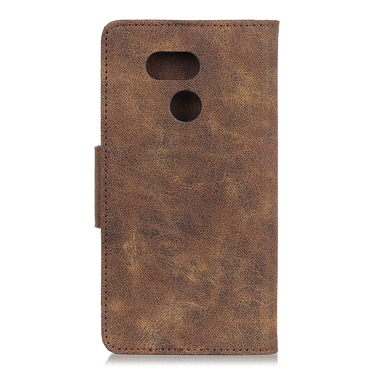 Vintage Style Leather Wallet Stand Case for HTC Desire 12s - Coffee-3