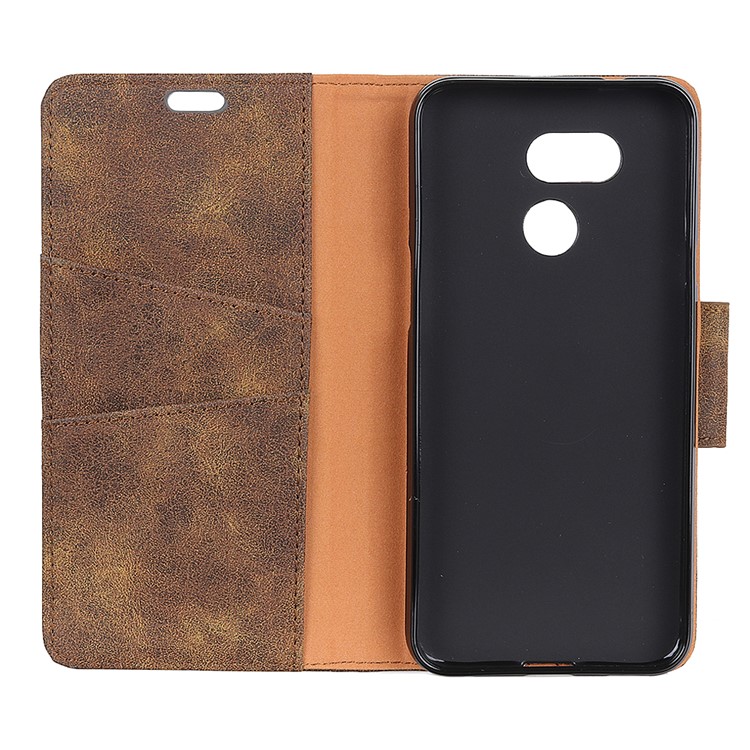 Vintage Style Leather Wallet Stand Case for HTC Desire 12s - Coffee-4