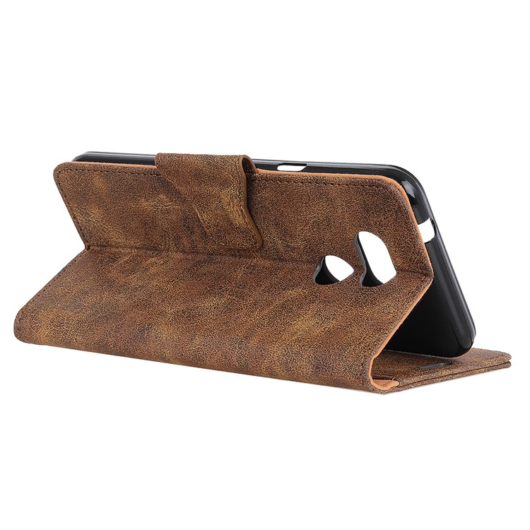 Vintage Style Leather Wallet Stand Case for HTC Desire 12s - Coffee-8