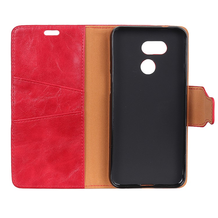 Crazy Horse Wallet Leather Stand Cover for HTC Desire 12s - Red-3