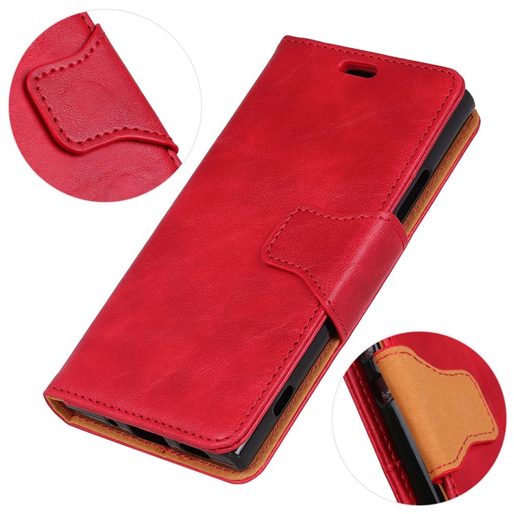 Crazy Horse Wallet Leather Stand Cover for HTC Desire 12s - Red-4