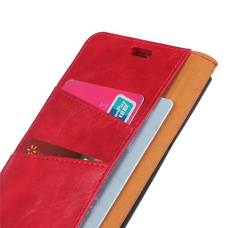 Crazy Horse Wallet Leather Stand Cover for HTC Desire 12s - Red-5