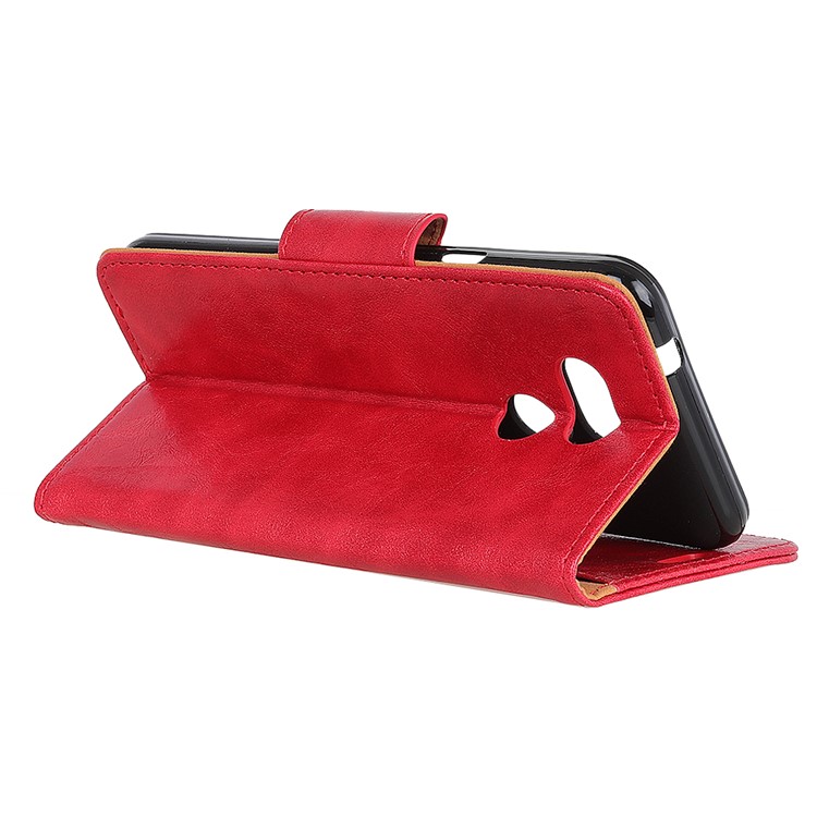 Crazy Horse Wallet Leather Stand Cover for HTC Desire 12s - Red-6