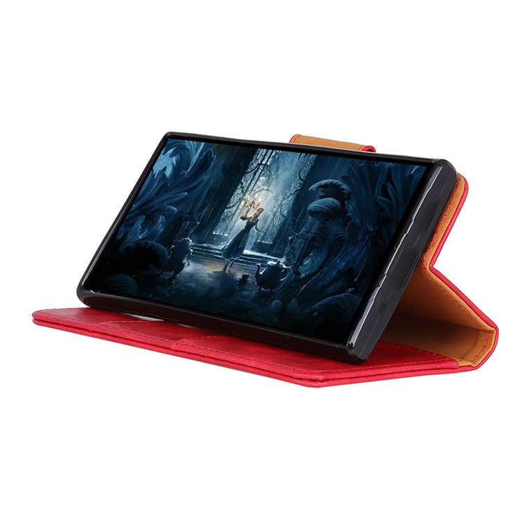 Crazy Horse Wallet Leather Stand Cover for HTC Desire 12s - Red-7