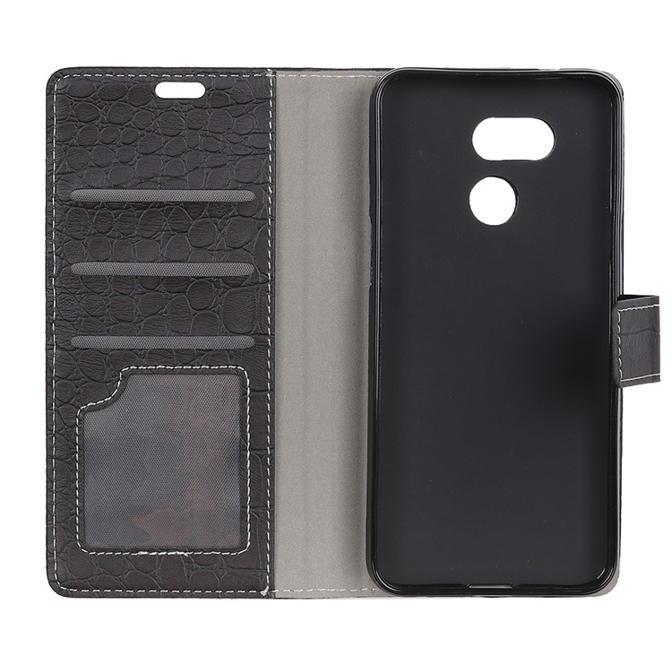 Crocodile Texture Vintage PU Leather Stand Case for HTC Desire 12s - Black-3