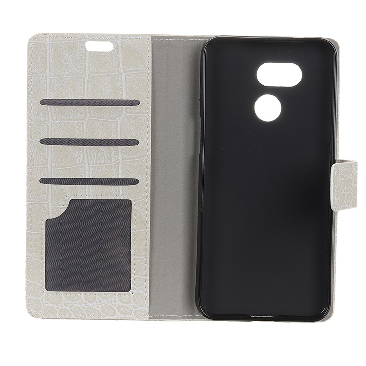 Crocodile Texture Vintage PU Leather Wallet Cover for HTC Desire 12s - White-3