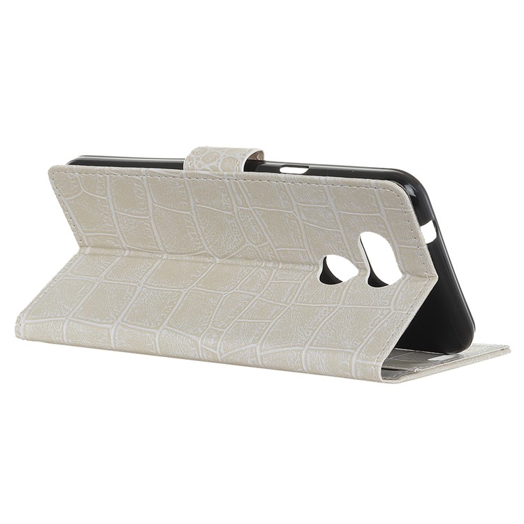 Crocodile Texture Vintage PU Leather Wallet Cover for HTC Desire 12s - White-4
