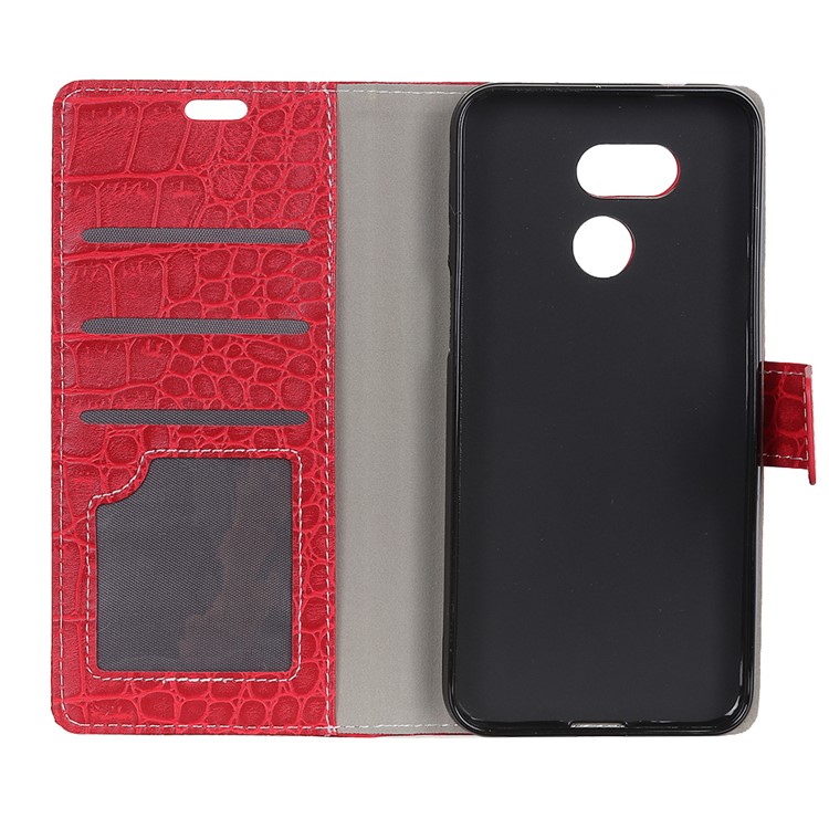 Crocodile Texture Vintage PU Leather Phone Shell for HTC Desire 12s - Red-3