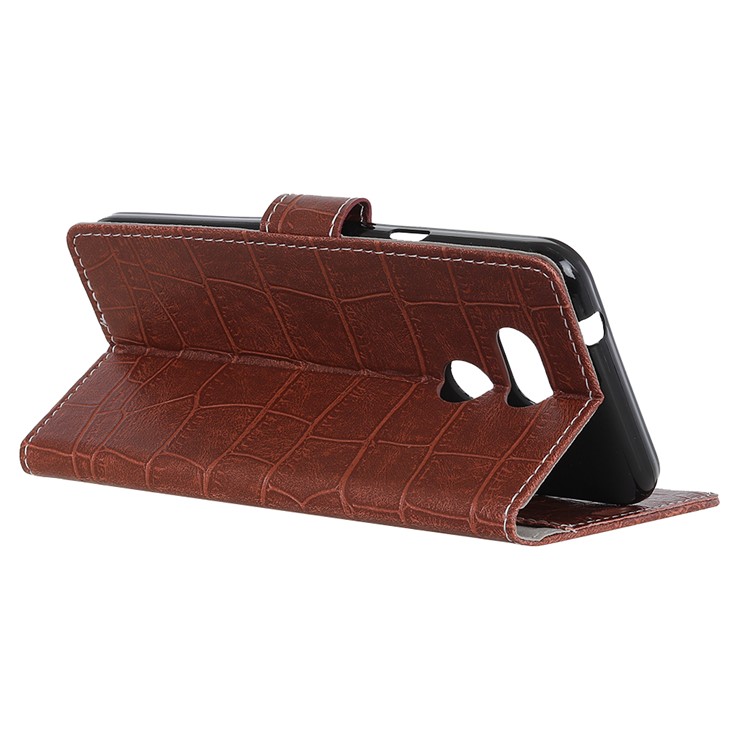 Crocodile Texture Vintage PU Leather Protection Shell for HTC Desire 12s - Brown-4