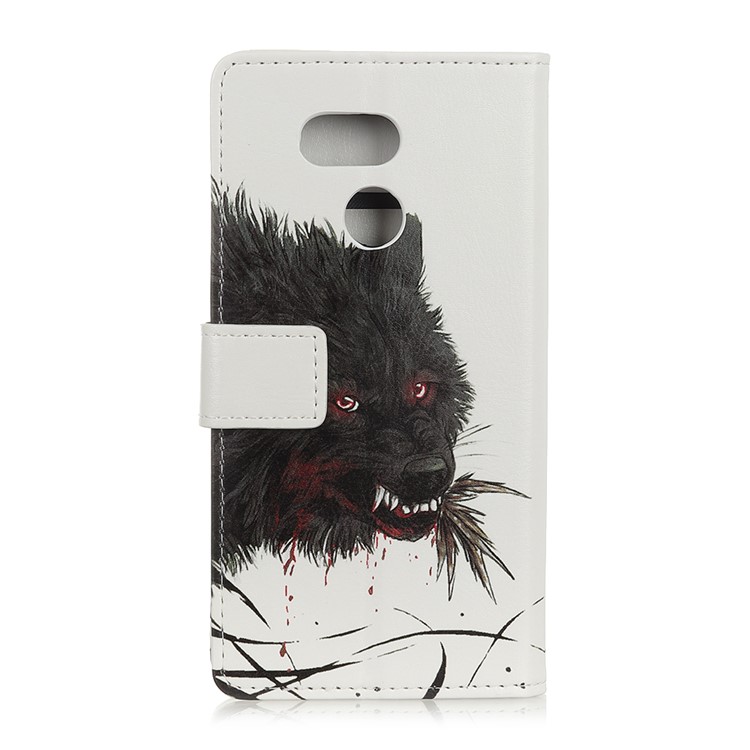 Pattern Printing Magnetic Stand Leather Wallet Casing for HTC Desire 12s - Bloody Wolf-2