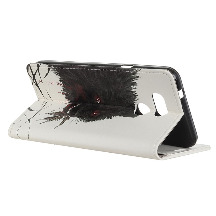 Pattern Printing Magnetic Stand Leather Wallet Casing for HTC Desire 12s - Bloody Wolf-3