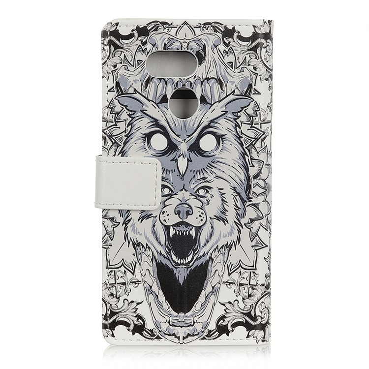 Pattern Printing Magnetic Stand Leather Wallet Mobile Phone Case for HTC Desire 12s - Abstract Owl and Lion-2
