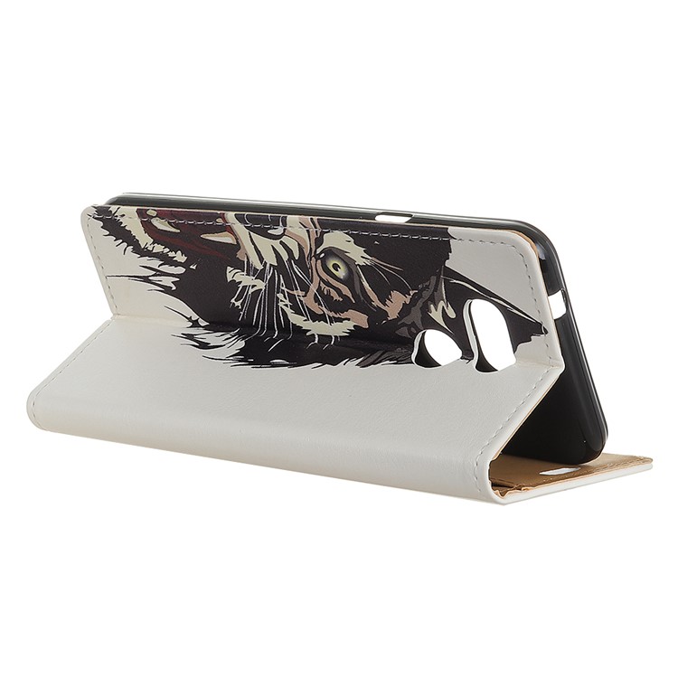 Pattern Printing Leather Stand Phone Cover for HTC Desire 12s - Fierce Tiger-4